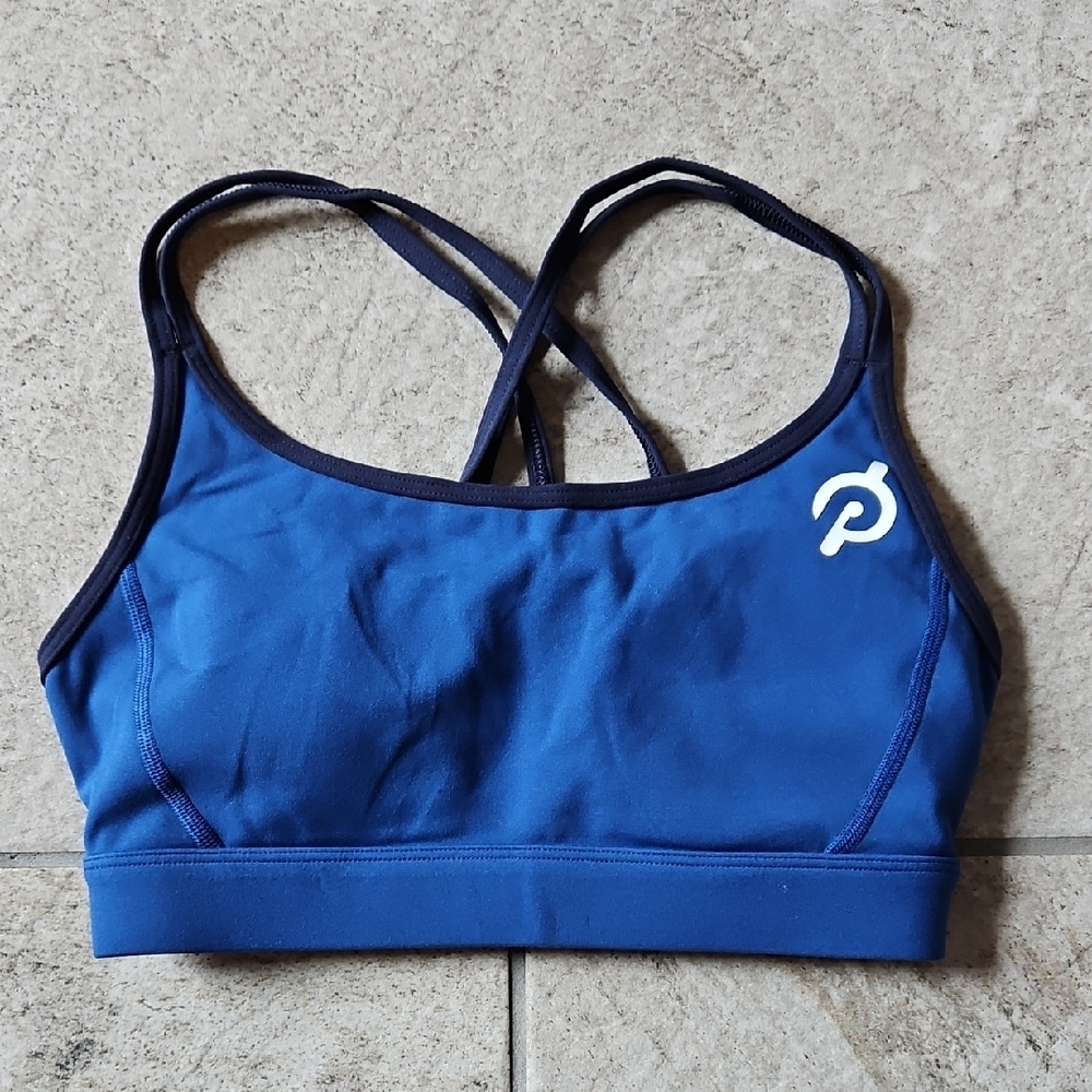 Peloton Blue Sports Bra with Crisscross Straps